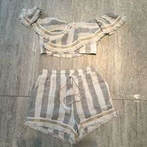 Latiste by Amy shorts set grey/white cream